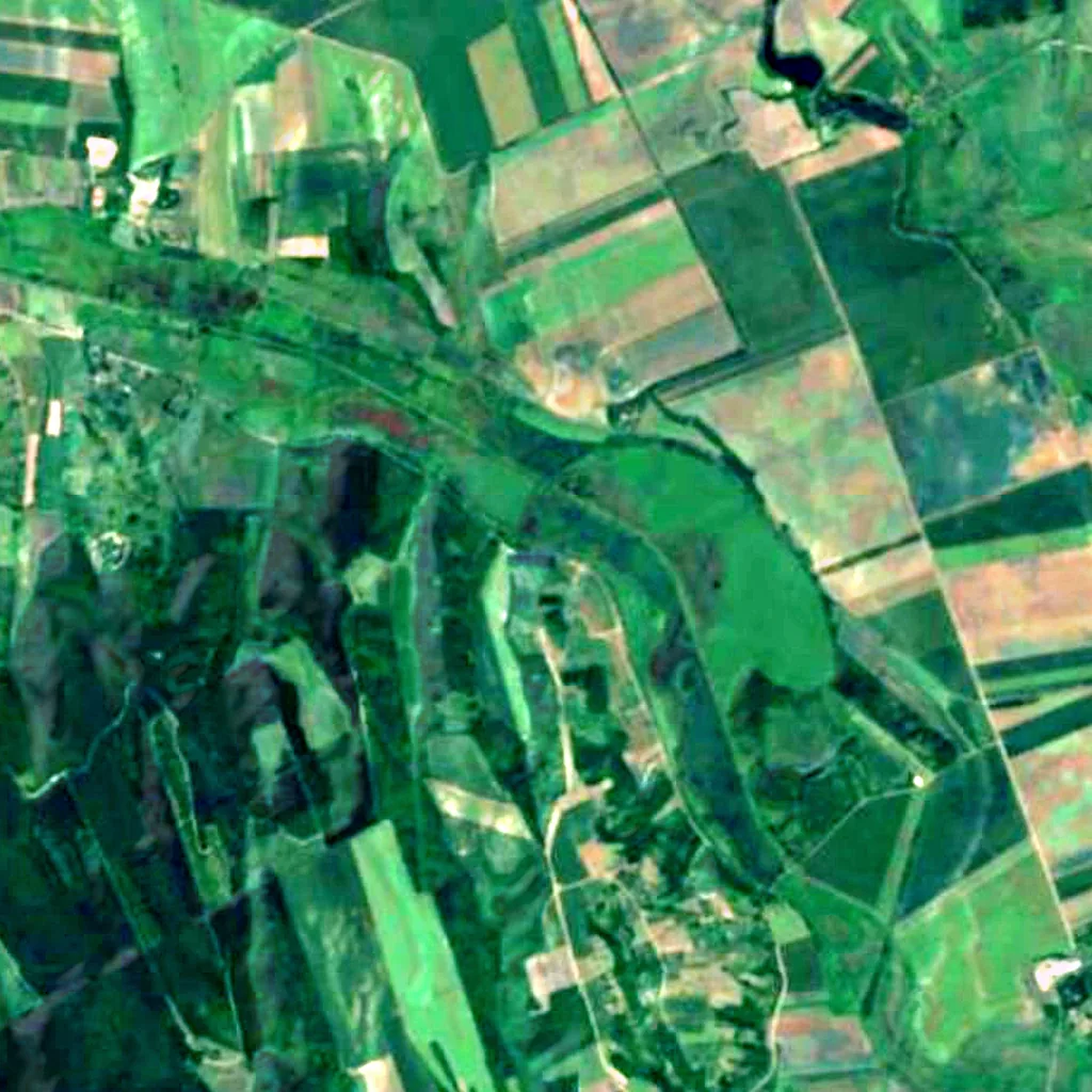 Pacsmag Fishponds Nature Conservation Area seen from above (Sentinel-2)