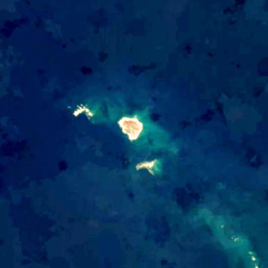 Reserva Natural das Ilhas Palmeiras visto de cima (Sentinel-2)
