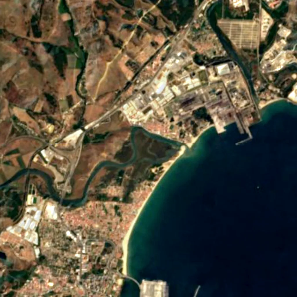 Paraje Natural de las marismas del Río Palmones seen from above (Sentinel-2)