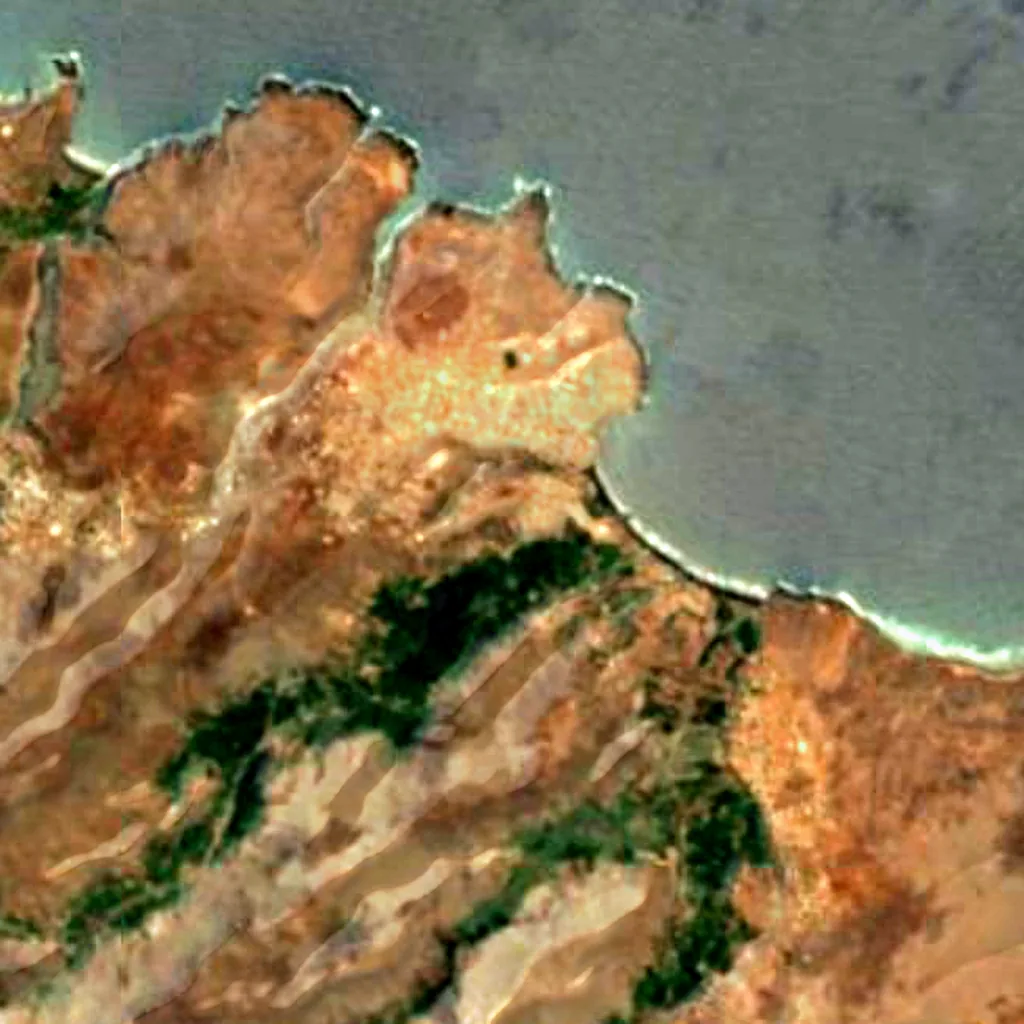 Pedra Badejo lagoons Important Bird Area von oben gesehen (Sentinel-2)