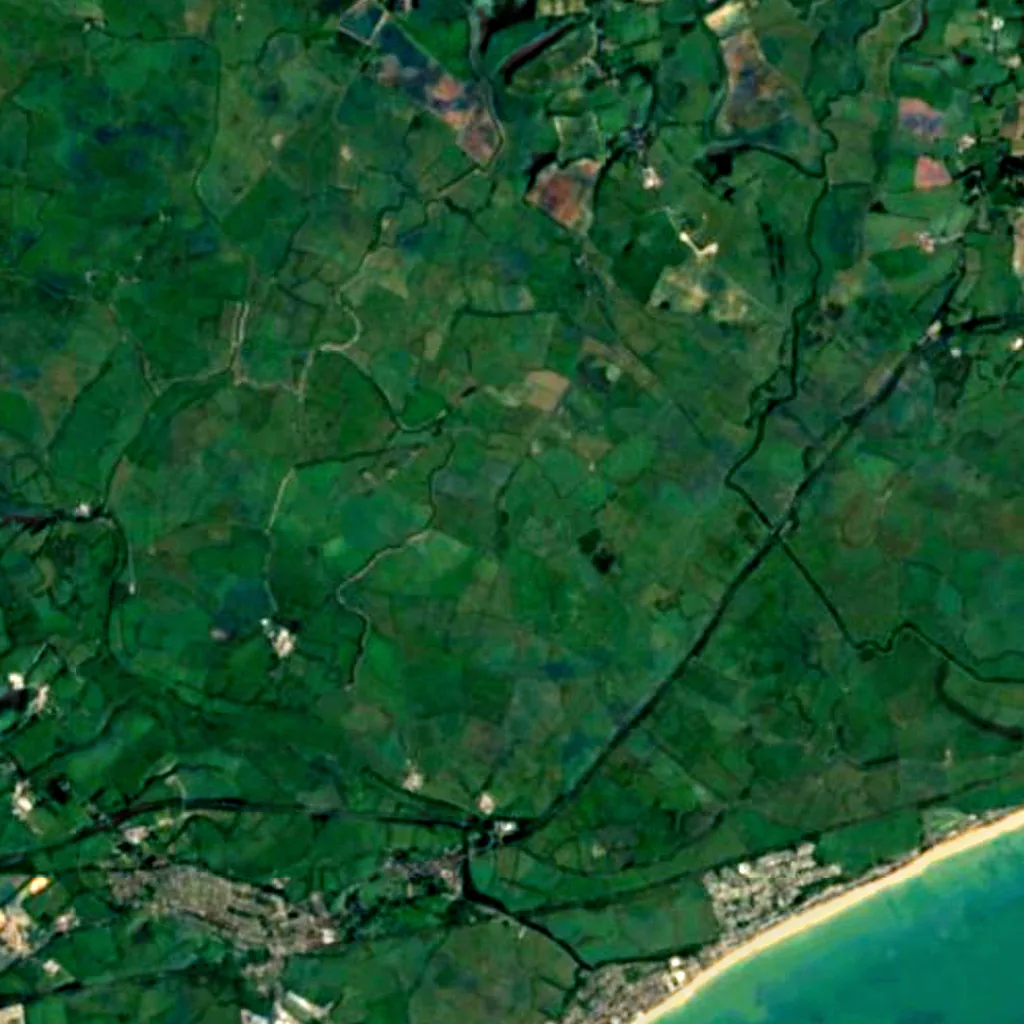 Pevensey Levels von oben gesehen (Sentinel-2)