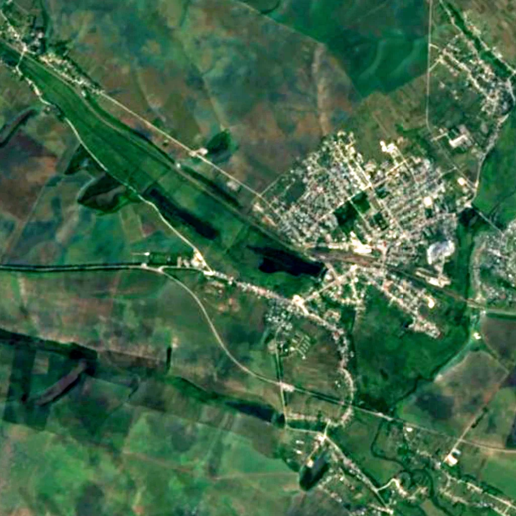 Pidvolochysk sanctuary vu d'en haut (Sentinel-2)