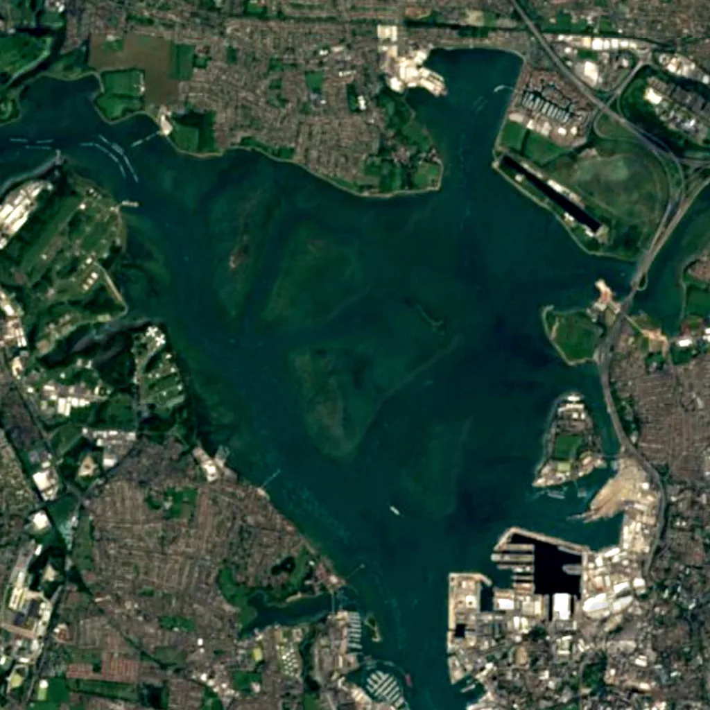 Portsmouth Harbour visto dall'alto (Sentinel-2)