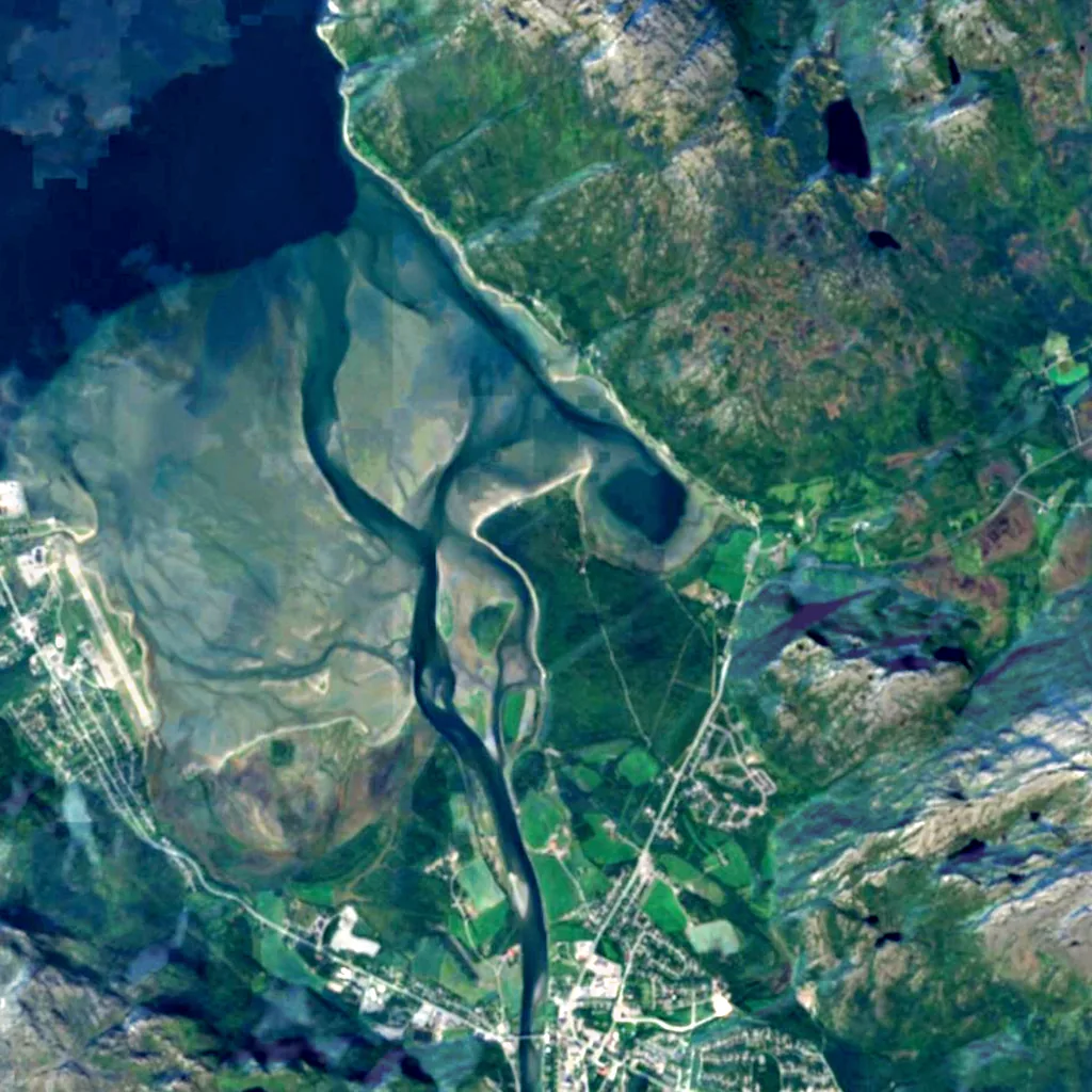 Reisautløpet Nature Reserve seen from above (Sentinel-2)