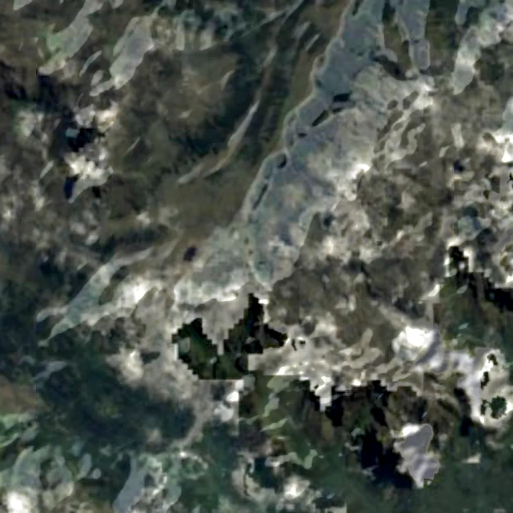 Rwenzori Mountains National Park seen from above (Sentinel-2)