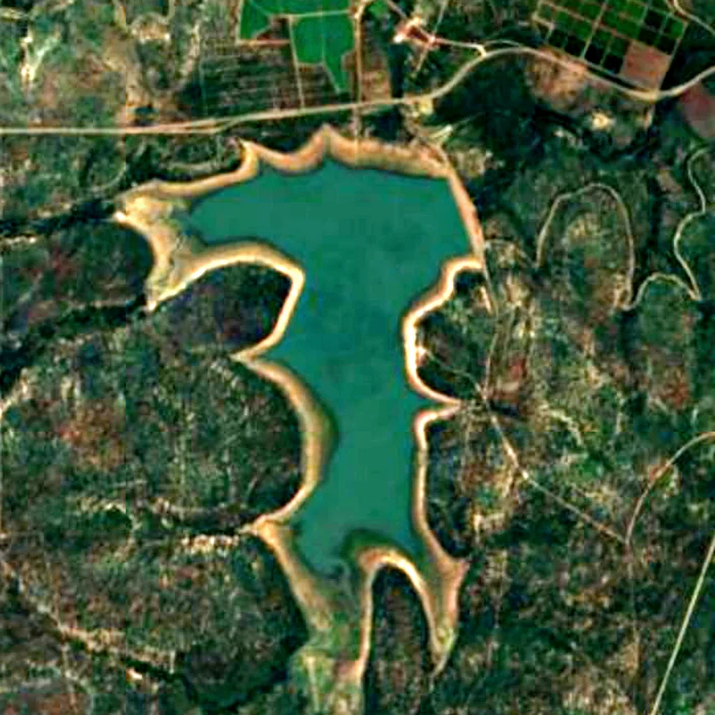 Sand River Dam visto desde arriba (Sentinel-2)