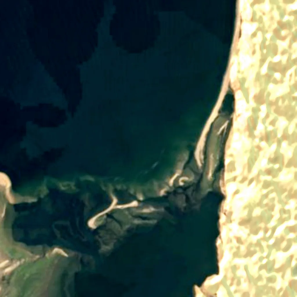 Sandwich Harbour vu d'en haut (Sentinel-2)