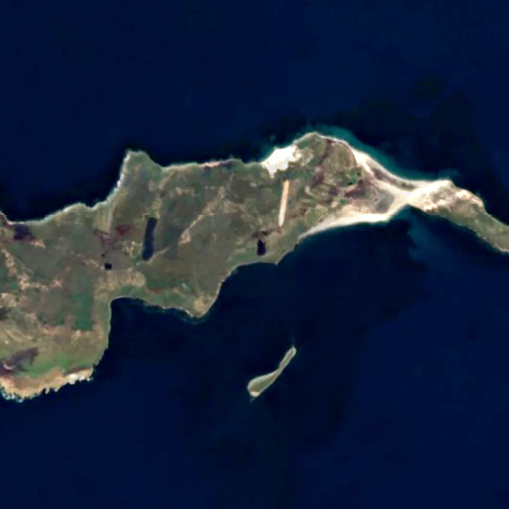 Sea Lion Island visto de cima (Sentinel-2)