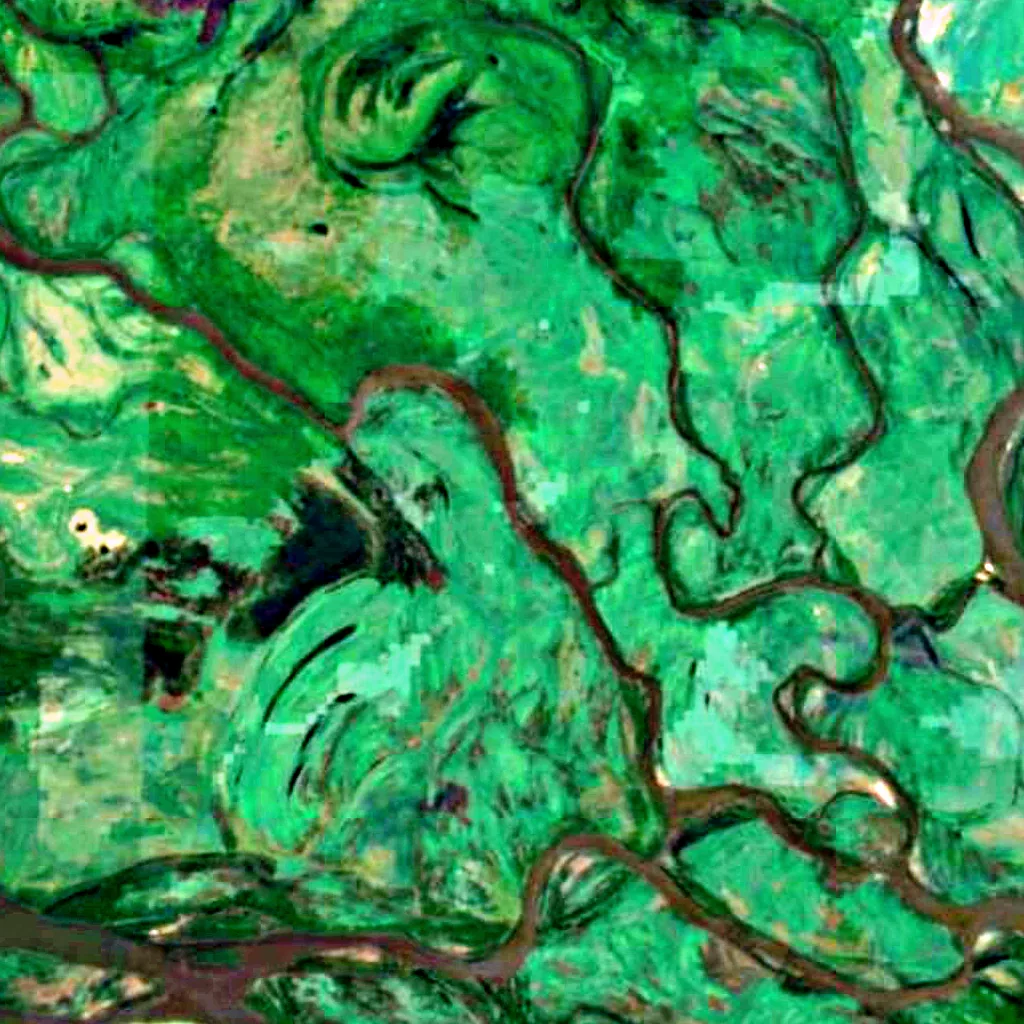 Selenga Delta seen from above (Sentinel-2)