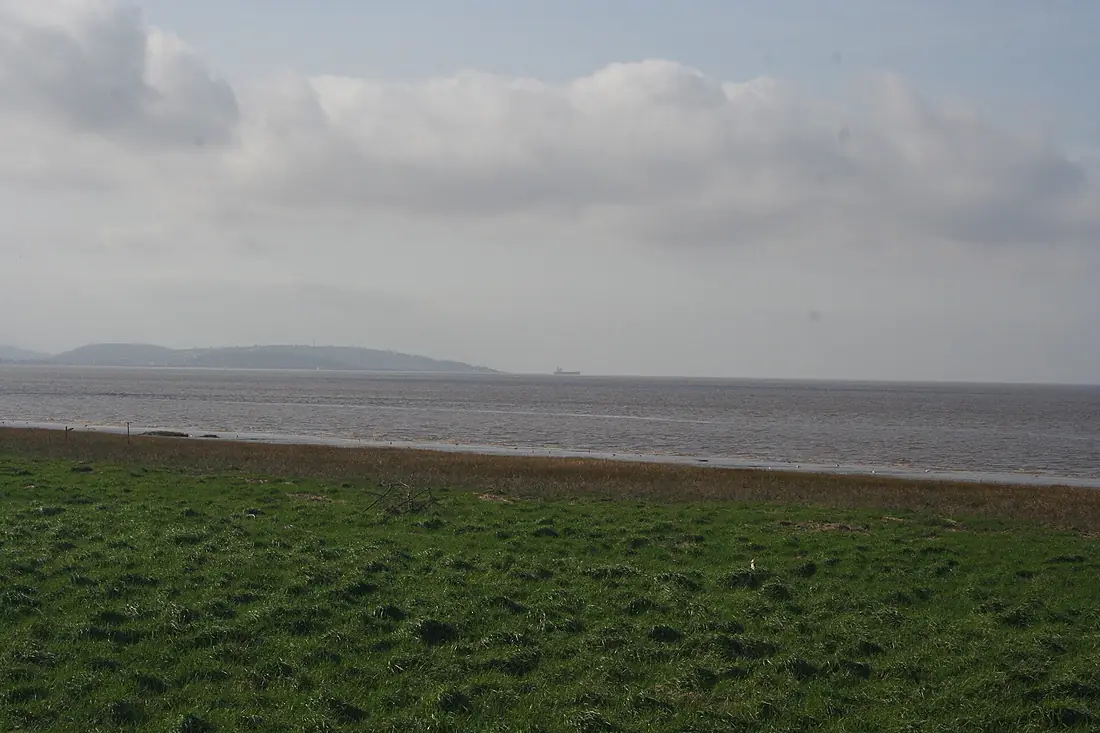 Cargo ship on the horizon of the Severn Estuary - February 2026