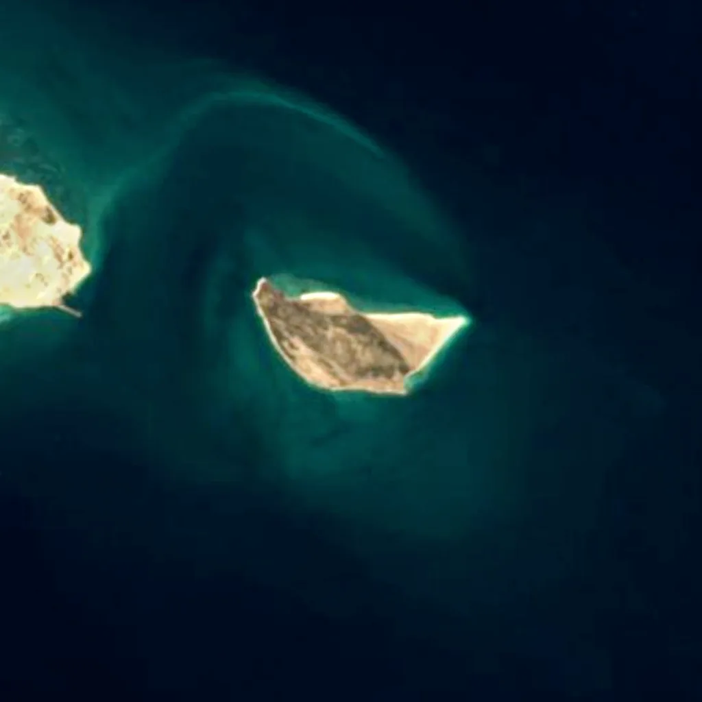Shidvar Island visto de cima (Sentinel-2)