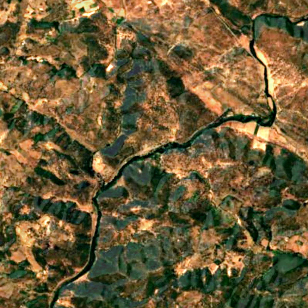 Sierra Norte de Sevilla Natural Park seen from above (Sentinel-2)