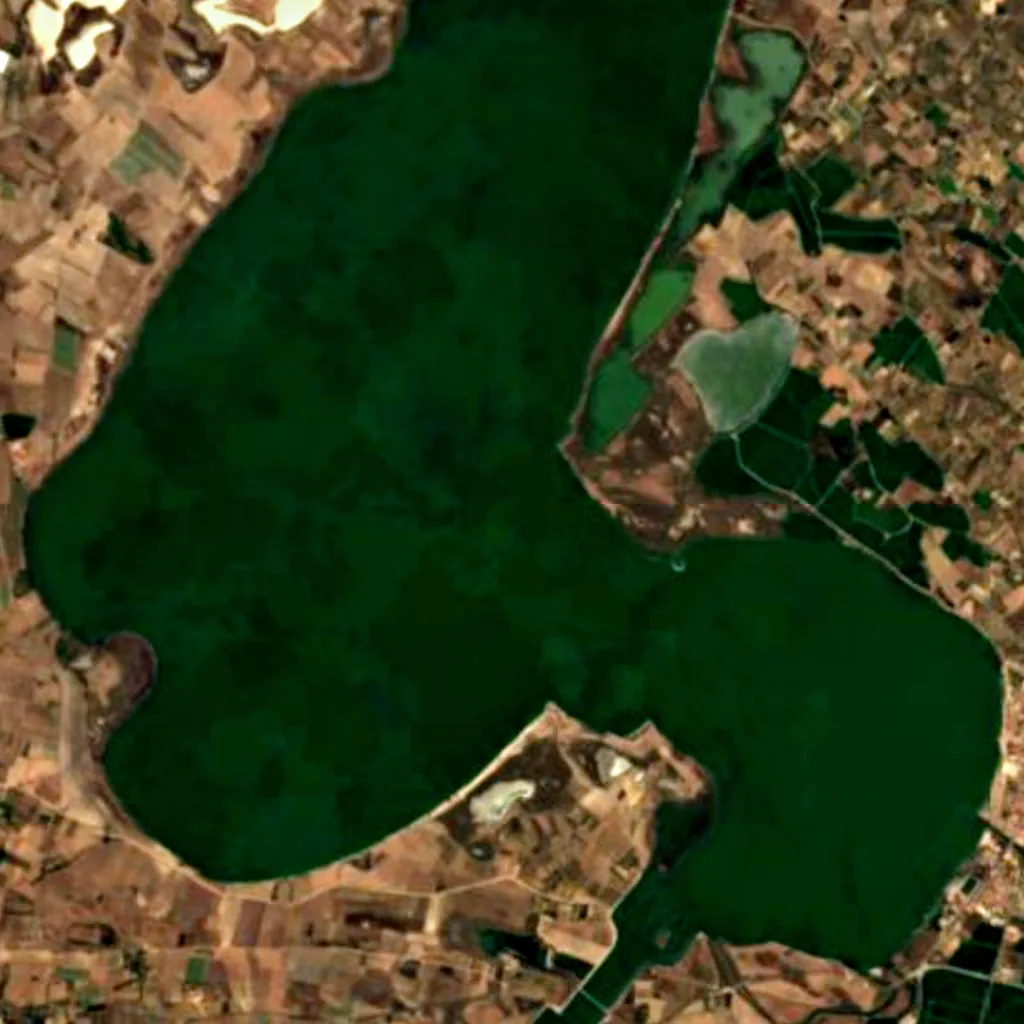 Étang de Cabras vu d'en haut (Sentinel-2)