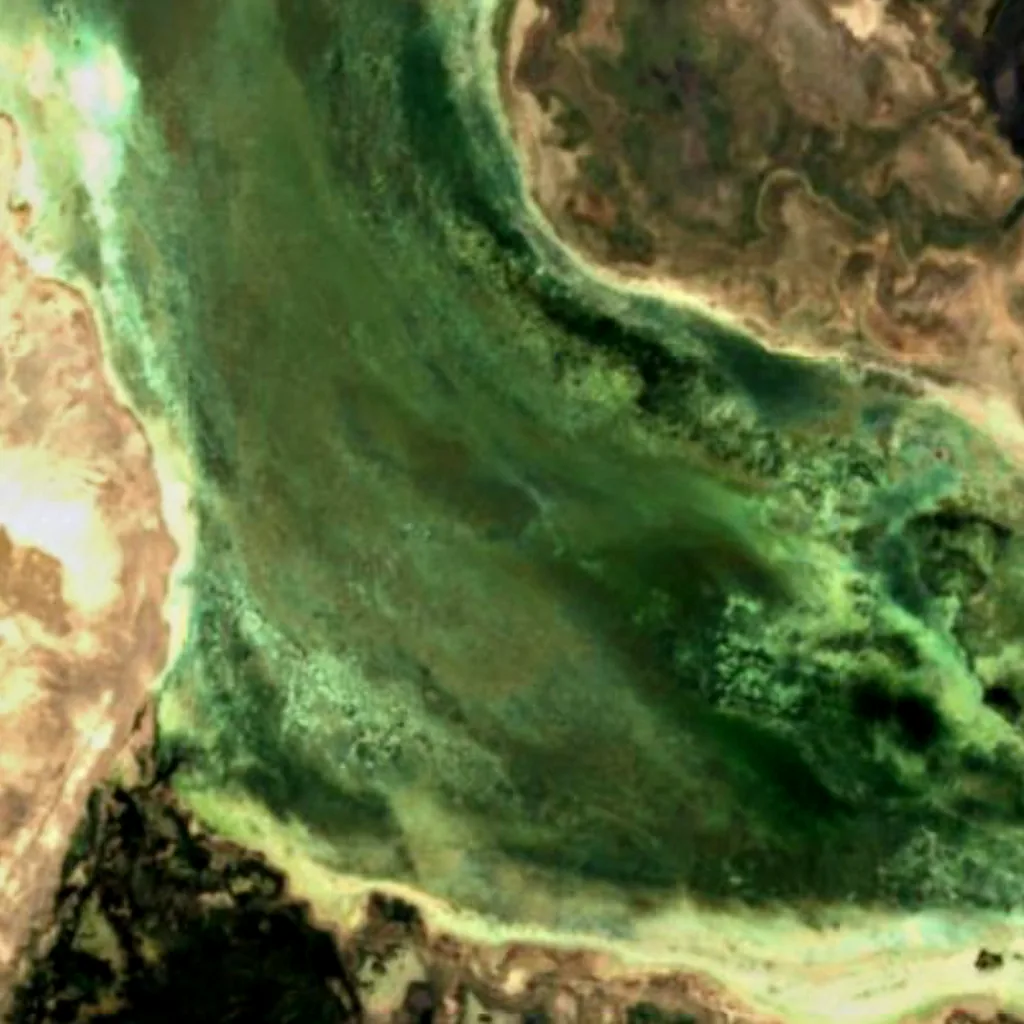 Sultan Reedy National Park visto desde arriba (Sentinel-2)
