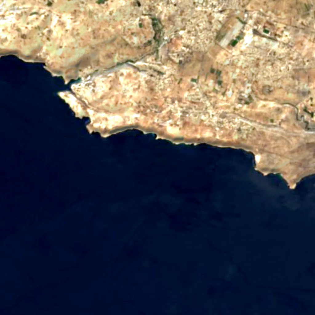 Ta' Ċenċ Cliffs Important Bird Area visto dall'alto (Sentinel-2)