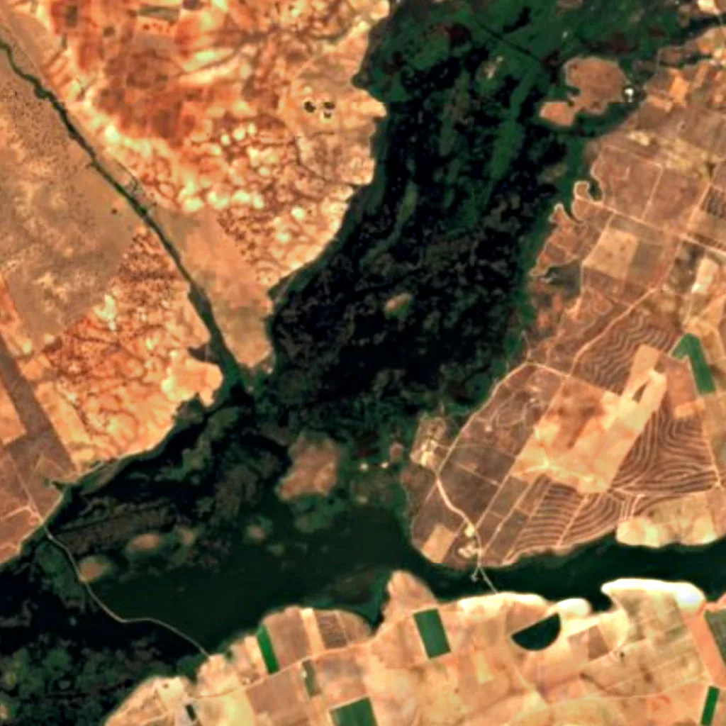 Parque Nacional das Tablas de Daimiel visto de cima (Sentinel-2)