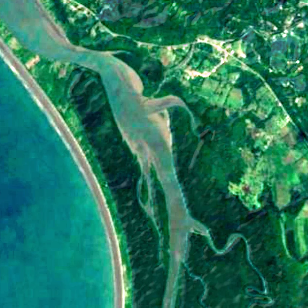 Térraba River seen from above (Sentinel-2)
