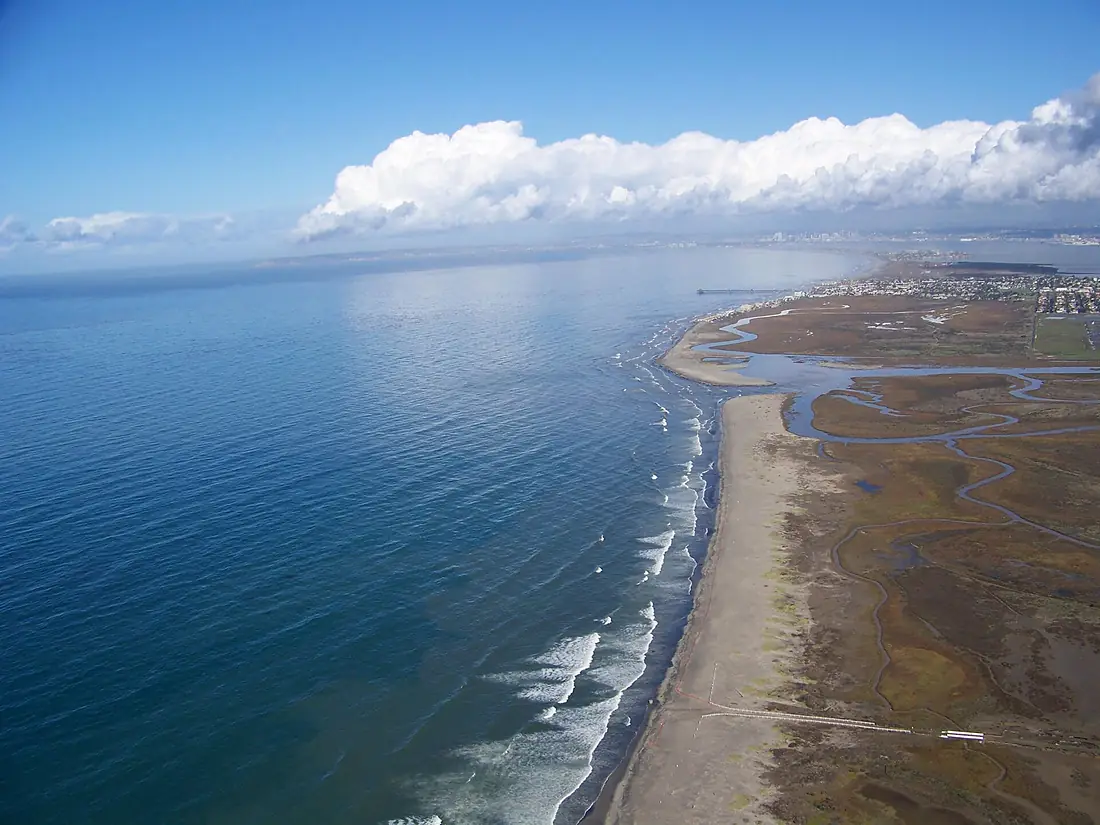 Tijuana River National Estuarine Research Reserve coastline