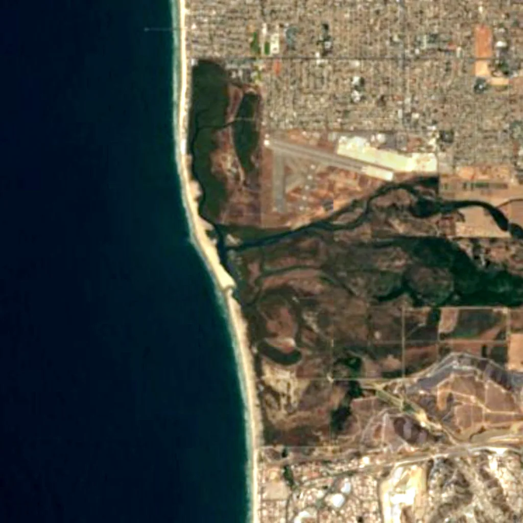 Tijuana River National Estuarine Research Reserve seen from above (Sentinel-2)