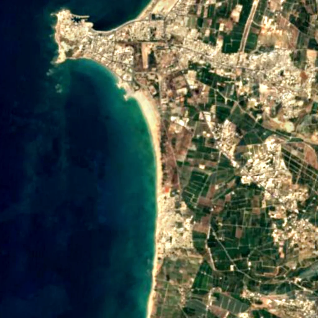 Tyre Coast Nature Reserve visto desde arriba (Sentinel-2)