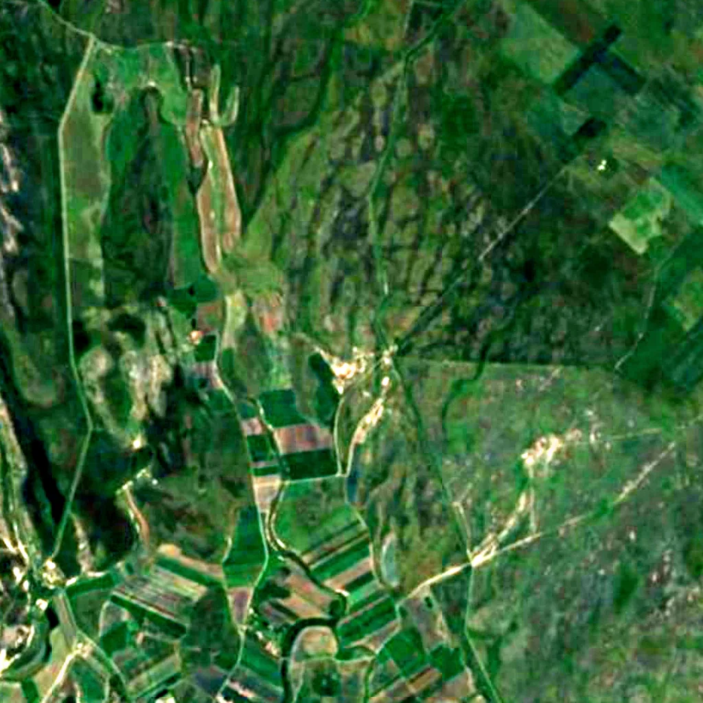 Upper Kiskunság alkaline steppes von oben gesehen (Sentinel-2)