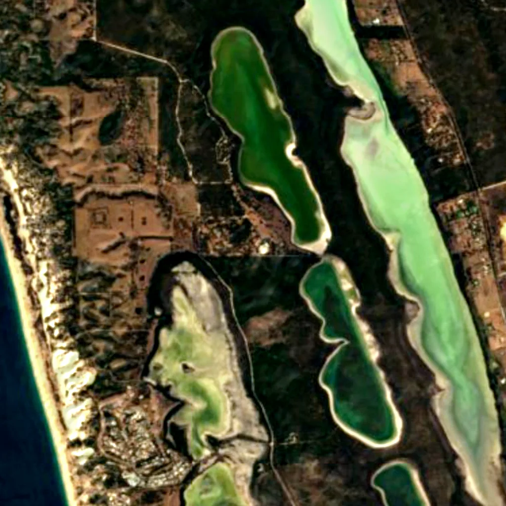 Yalgorup National Park van boven gezien (Sentinel-2)