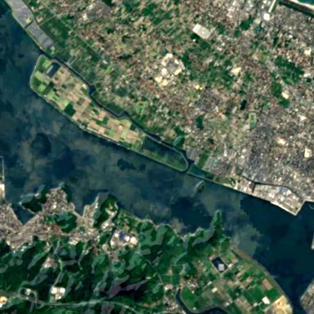 Yonago Waterbird Sanctuary vu d'en haut (Sentinel-2)
