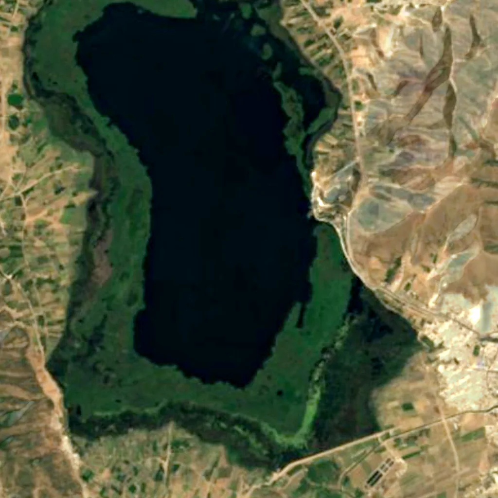 Zarivar Lake seen from above (Sentinel-2)