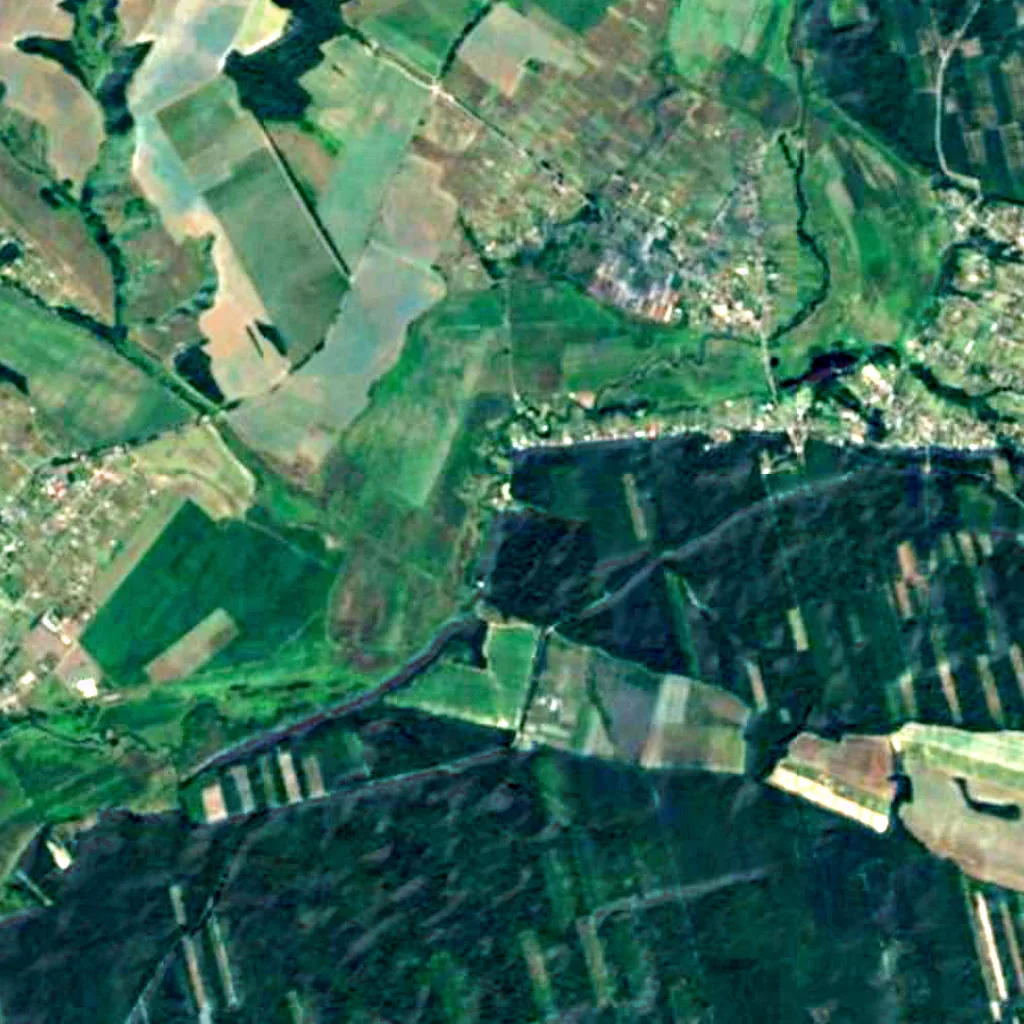 Zhornivskyi Reserve visto de cima (Sentinel-2)